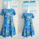 Rochie Volan Albastra Flori Tropicale marime XS-S