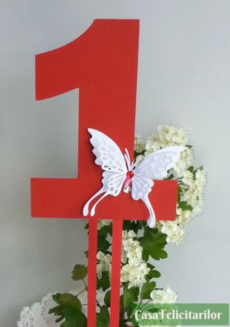 Toppers tort cifra unu cu fluture