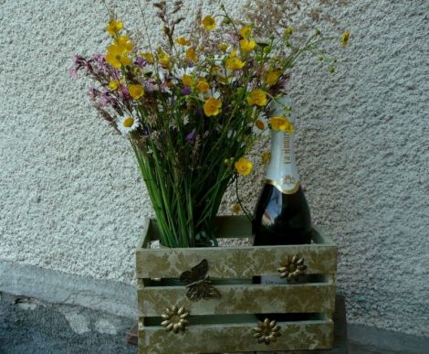 Ladita depozitare lemn - decorata shabby chic