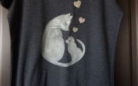 Tricou pictat manual - Pisici - dragoste de mam