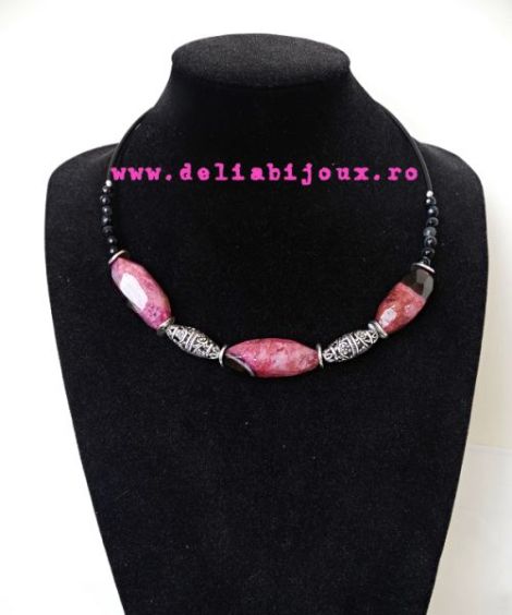 Colier agate bob de orez 02