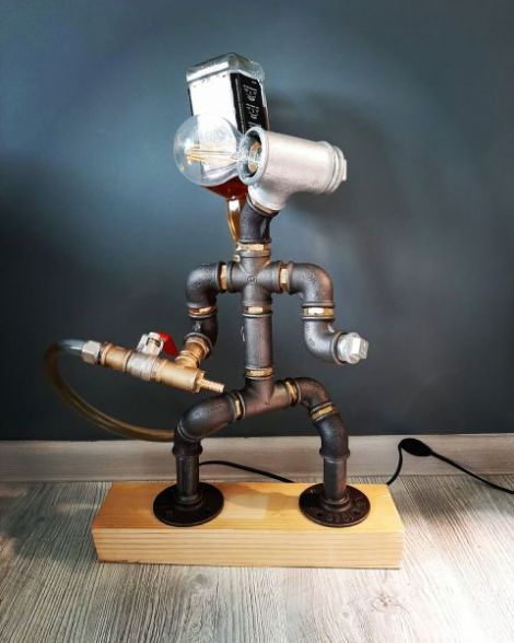 Lampa Steampunk Pipe Robot Lampa Industriala