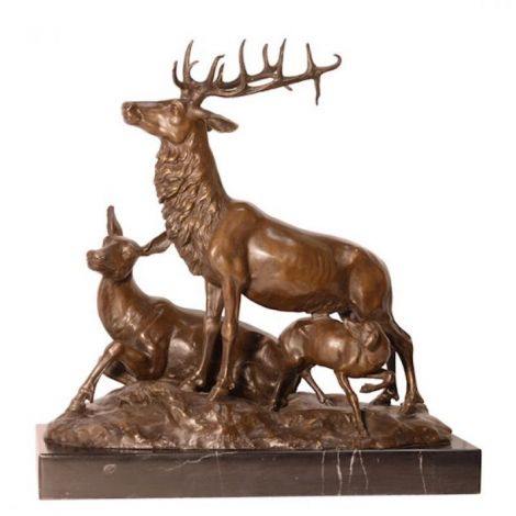 Familie de cerbi-statueta din bronz