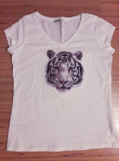 Tricou alb tigru