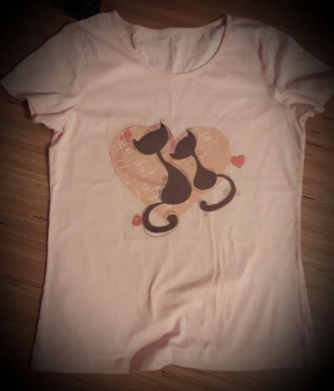 Tricou roz Doua pisicute