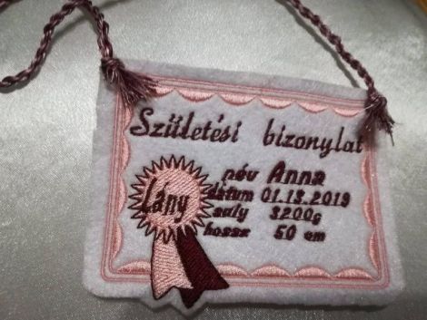 certificat de nastere brodat