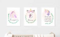 Set de 3 Tablouri cu Unicorni