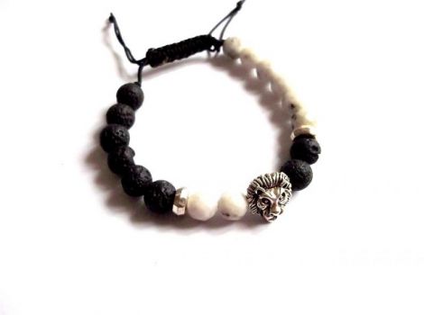 bratara unisex cu roca vulcanica si agate 