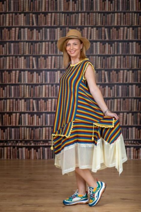 Rochie tricotat accesorizat cu croet i dantel
