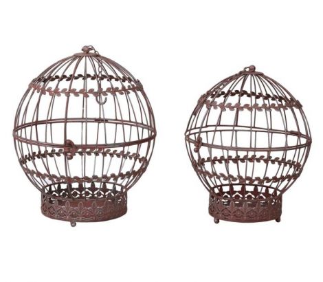 Set doua suporturi de flori din metal maro