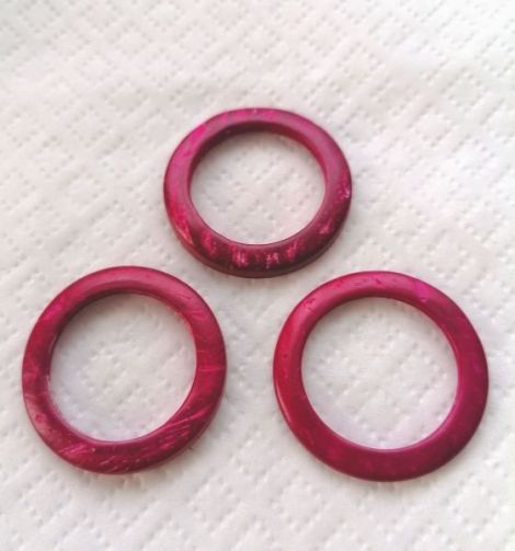 Conector  inel lemn de cocos 35mm roz fucsia