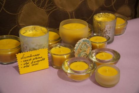 Lumanare cu ceara naturala si ulei de lavanda