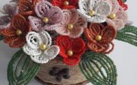 Decoratiune handmade 25 flori mrgele i cafea