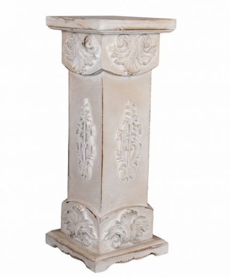 Piedestal din lemn masiv bej cu decoratiuni 