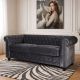 Sofa Chesterfield din lemn masiv cu tapiterie gri 