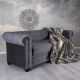 Sofa Chesterfield din lemn masiv cu tapiterie gri 