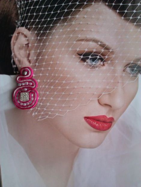 Cercei soutache cu perluta naturala