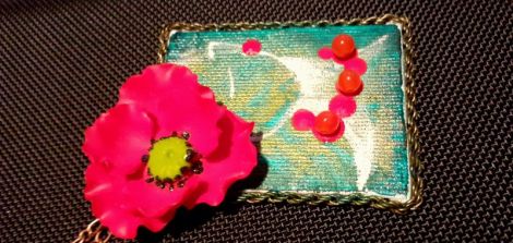 Red Poppy Fairy - Colier cu pandantiv pictur mini