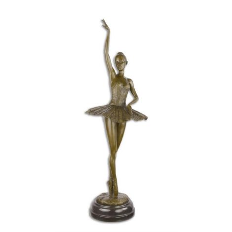 Balerina-statueta din bronz pe un soclu marmura