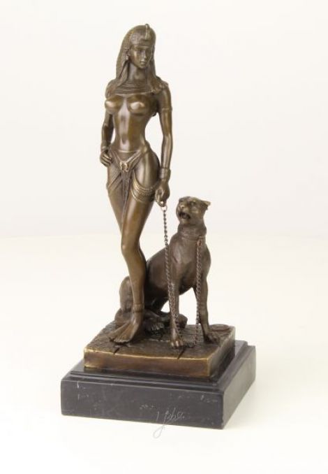 Cleopatra cu pantera-statueta din bronz 