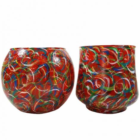 Set sticla pictata manual RED 14 cm