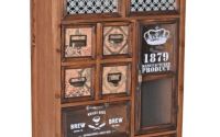 Vitrina industriala din lemn masiv maro