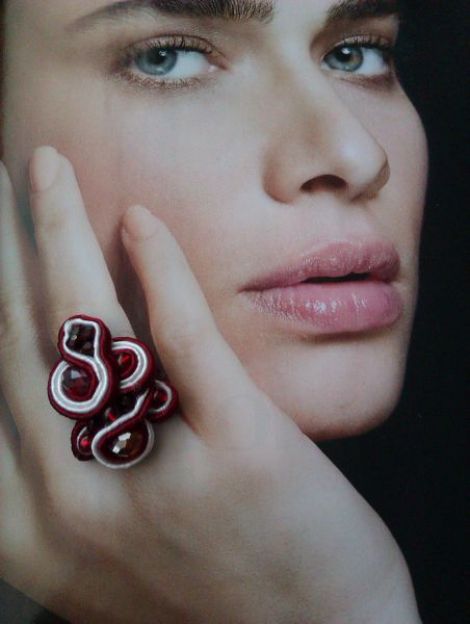 Inel soutache "Rouge Coco"