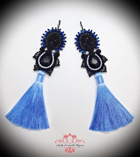 Cercei soutache "Electric blue"