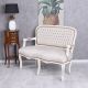 Sofa baroc din lemn masiv alb cu tapiterie catifea