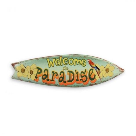 Decoratiune din metal cu "WELCOME TO PARADISE"