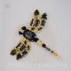 brosa libelula negru auriu 3D cristale handmade