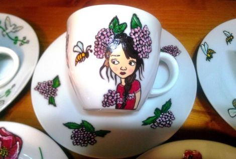 Set cafea fete flori