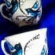Set cafea pictat pasari albastre