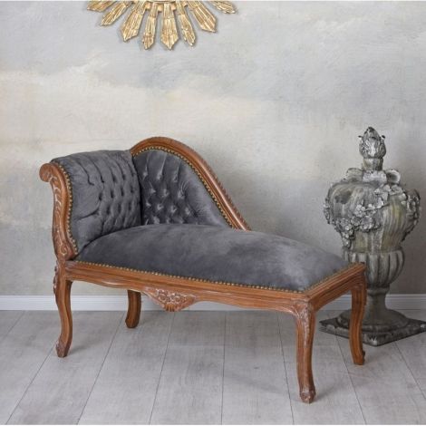 Sofa din lemn mahon cu tapiterie gri soarece 