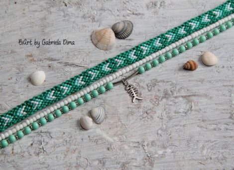 Set bratari glezna -Verde smarald