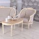 Set baroc din lemn alb cu tapiterie bej 