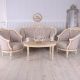 Set baroc din lemn alb cu tapiterie bej 