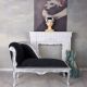 Sofa din lemn masiv argintiu cu tapiterie neagra 