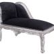 Sofa din lemn masiv argintiu cu tapiterie neagra 