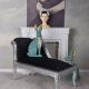 Sofa din lemn masiv argintiu cu tapiterie neagra 