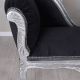 Sofa din lemn masiv argintiu cu tapiterie neagra 
