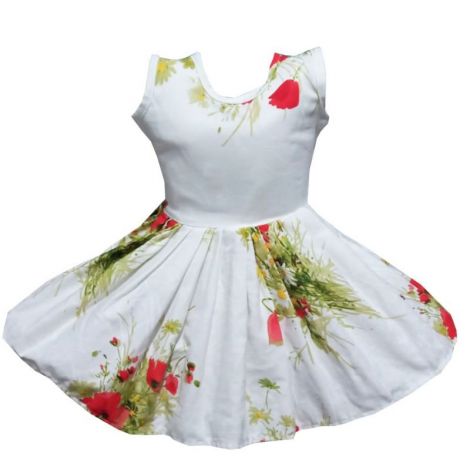 Rochie fete flori de camp si maci 2-3ani