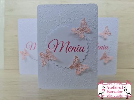 Meniuri botez fetita fluturi roz