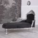 Sofa din lemn masiv argintiu cu tapiterie neagra 