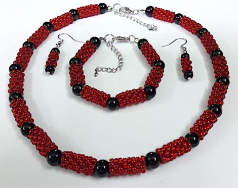 Set bijuterii handmade rosu rubin