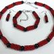 Set bijuterii handmade  rosu rubin