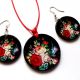 set lemn cu motiv floral 