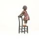 Fetita pe scaun - statueta din bronz pictat 