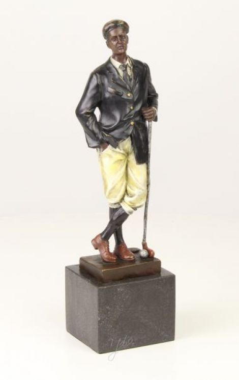 Jucator de golf - statueta din bronz pictat 