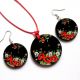 set lemn cu motiv floral maci
